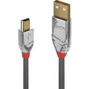Lindy 36631 1m USB A Mini-USB B Mannelijk Mannelijk Grijs USB-kabel