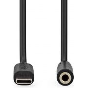 Nedis-USB-C-copy-Adapter-USB-2-0-USB-C-copy-Male-3-5-mm-Female-1-00-m-Rond-Vernikkeld-PVC-Zwar