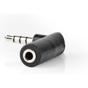 Nedis-Stereo-Audioadapter-3-5-mm-Male-3-5-mm-Female-90-deg-Gehoekt-4-Polig-10-St-Zwart