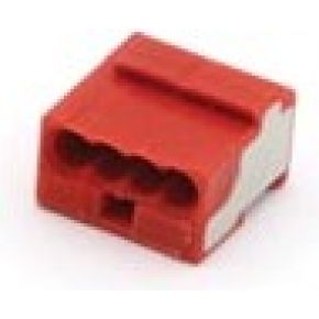 Image of Micro Push-wire Connector For Junction Boxes 4-conductor Terminal Block. Red - (100 st.)