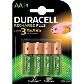 Image of 4 x AA Duracell oplaadbare batterijen - Stays Charged