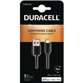 Image of Duracell Apple Lightning Sync & Charge Kabel 1m zwart