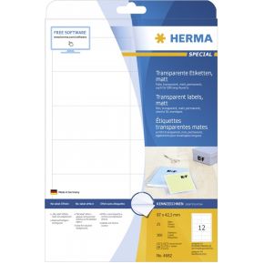 Image of Herma 4682 Etiketten (A4) 97 x 42.3 mm Polyester folie Transparant 300 stuks Permanent Universele etiketten, Weerbestendige etiketten Laser, Kopie