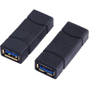 Image of LogiLink USB 3.0 Adapter [1x USB 3.0 bus A - 1x USB 3.0 bus A] Zwart Vergulde steekcontacten