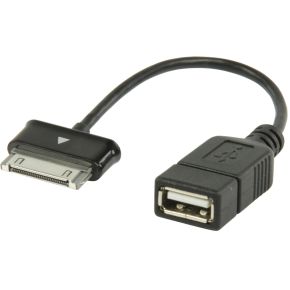 Image of OTG data kabel voor Samsung 30-pins mannelijk - USB A vrouwelijk zwart