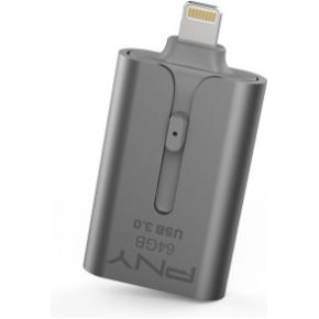 Image of PNY Duo-Link 3.0 64GB 64GB USB 3.0/Lightning Grijs USB flash drive