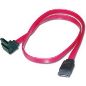 Image of ASSMANN SATA-kabel 6Gbps 2x SATA 7-pin, 0,75m haaks met latch rood