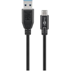 Image of Goobay USB 3.0 Aansluitkabel [1x USB 3.0 stekker A - 1x USB-C stekker] 1 m Zwart Vergulde steekcontacten, UL gecertificeerd