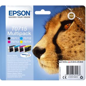 Image of Epson T0715 5.5ml 7.4ml Zwart, Cyaan, Geel