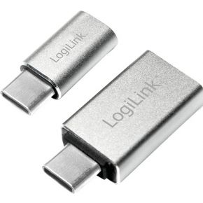 Image of LogiLink AU0040 USB 3.1 C USB 3.0 A, Micro USB 2.0 Aluminium kabeladapter/verloopstukje