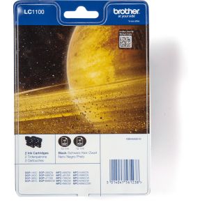 Image of BROTHER LC-1100 Inktcartridge Zwart Standard Capacity 2 X 9.5ml 2 X 450 Pagina's 2-pack Blister Zonder Alarm