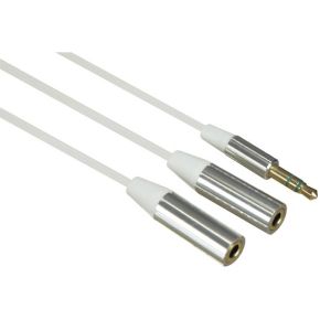 Image of Splitter Kabel 3.5 Mm Stereo Mannelijk Naar 2 X 3.5 Mm Stereo Vrouwelijk Met Flexibele Platte Mantel