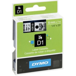 Image of DYMO D1 Labeltape Tapekleur: Transparant Tekstkleur:Zwart 6 mm 7 m