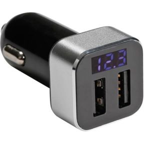 Image of USB-LADER VOOR DE AUTO MET 2 x USB-AANSLUITING EN DISPLAY (5 VDC - 2.1