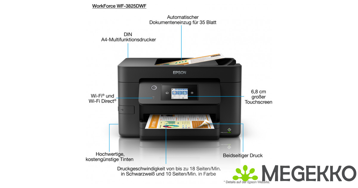 Megekkonl Epson Workforce Pro Wf‘3825dwf Inkjet 4800 X 2400 Dpi 0193