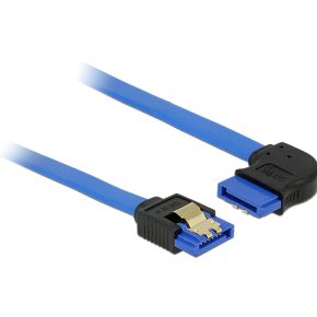 Delock 84990 Kabel SATA 6 Gb/s bus recht > SATA bus haaks 30cm blauw met gouden clips