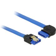 Delock 84990 Kabel SATA 6 Gb/s bus recht > SATA bus haaks 30cm blauw met gouden clips