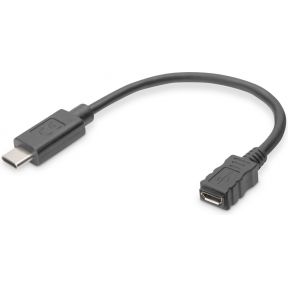 ASSMANN Electronic 0.15 m USB C / Micro USB B USB C Micro USB B Zwart kabeladapter/verloopstukje