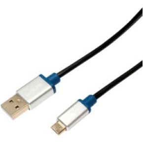 LogiLink BUAM215 1.5m USB A Micro-USB B Mannelijk Mannelijk Zwart, Metallic USB-kabel