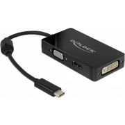 Delock-63925-Adapter-USB-Type-C-Stecker-VGA-HDMI-DVI-Zwart-Zwart