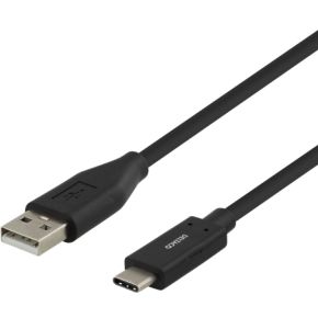 DELTACO USBC-1003M USB-C naar USB-A-kabel, 3A, zwart – 0,5 meter