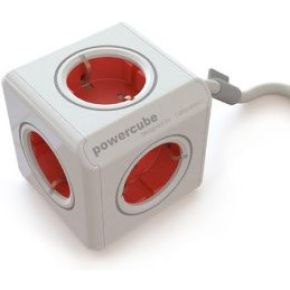 PowerCube Extended - 1.5 meter kabel - Wit/Rood - 5 stopcontacten - NL\/DE (Type F)