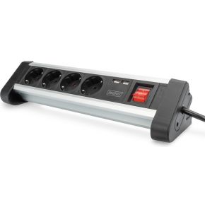 Digitus DA-70614 power uitbreiding Indoor 1.5 m 4 AC outlet(s) Black,Silver