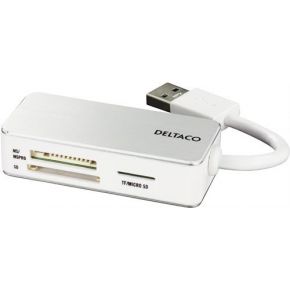 Deltaco UCR-147 geheugenkaartlezer USB 3.0 (3.1 Gen 1) Type-A Zilver, Wit