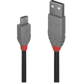 Lindy Anthra Line USB-kabel 2 m USB A Micro-USB B Mannelijk Zwart, Grijs