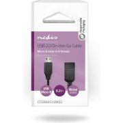 Nedis USB-Adapter | USB 2.0 | USB Micro-B Male | USB-A Female | 480 Mbps | 0.20 m | Rond | Vernikkeld | PV