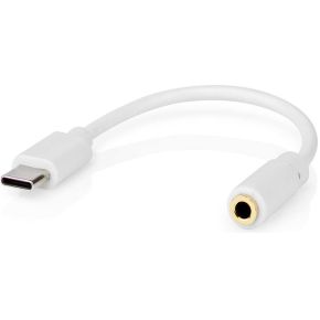 Nedis USB-Adapter | USB 2.0 | USB-C™ Male | 3,5 mm Female | 0.10 m | Rond | Vernikkeld | PVC | Wit | Polybag