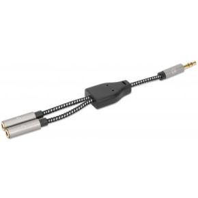 Manhattan 356114 audio kabel 0,15 m 3.5mm 2 x 3.5mm Zwart, Zilver