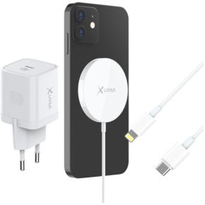 XLayer Wireless Magnetic Starterkit - Snellader kit voor iPhone - Magnetische draadloze oplader 15W USB-C - USB-C naar Lightning MFI kabel - 20W USB-C PD wandlader voor snelladen -