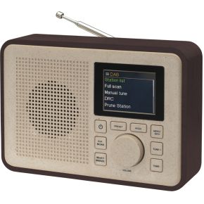 Denver DAB Radio - Retro Radio - Bluetooth - Snooze / Slaap functie - 20 voorkeurszenders - FM Radio - DAB60 - Dark Wood