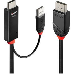 Lindy 41500 video kabel adapter 3 m HDMI + USB Type-A DisplayPort Zwart