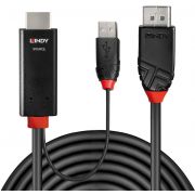 Lindy-41500-video-kabel-adapter-3-m-HDMI-USB-Type-A-DisplayPort-Zwart