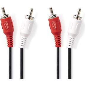 Nedis Stereo-Audiokabel | 2x RCA Male - 2x RCA Male | 1,0 m | Zwart [CAGB24200BK10]