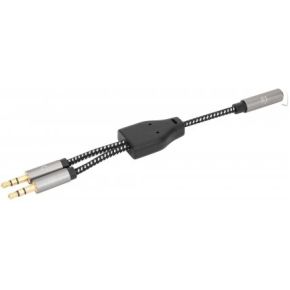 Manhattan 356121 audio kabel 0,15 m 3.5mm 2 x 3.5mm Zwart, Zilver