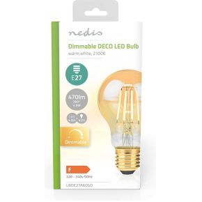 LED-Filamentlamp E27 | A60 | 4.9 W | 470 lm | 2100 K | Extra Warm Wit | Aantal lampen in verpakking:
