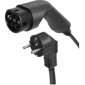 DELTACO EV-1225 e-Charge kabel - Schuko naar Type 2 - 1-fase -3.6KW - 5 m - Zwart