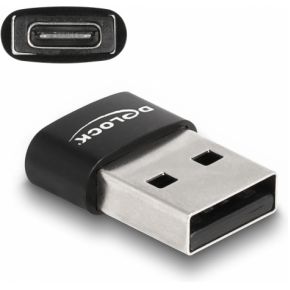 Delock 60002 USB 2.0 Adapter USB Type-A male naar USB Type-C female zwart