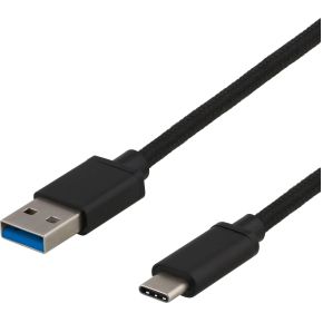 Deltaco USBC-1152 USB-kabel 1 m 3.0 (3.1 Gen 1) USB A Zwart