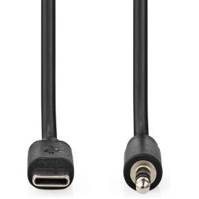 Nedis USB-C© Adapter | USB 2.0 | USB-C© Male | 3,5 mm Male | 1.00 m | Rond | Vernikkeld | PVC | Zwart