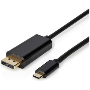 Nedis USB-C™ Adapter | USB 3.2 Gen 1 | USB-C™ Male | DisplayPort Male | 4K@60Hz | 2.00 m | Rond | Verguld | PVC | Zwart | Envelop