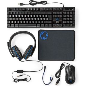 Gaming Combo Kit | 5-in-1 | Toetsenbord, Koptelefoon, Muis en Muismat | Zwart | QWERTZ | Duits