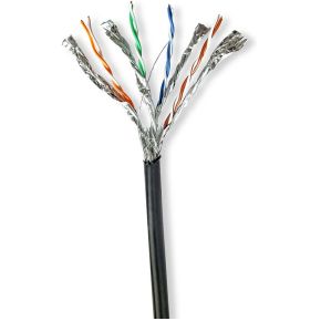 Netwerk Kabel Rol | CAT7 | Solid | S/FTP | Koper | 100.0 m | Buitenshuis | Rond | PE | Zwart | Gift