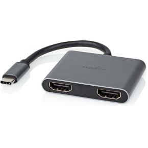 USB Multi-Port Adapter | USB 3.2 Gen 1 | USB-C© Male | 2x HDMI© | 0.10 m | Rond | Vernikkeld | P