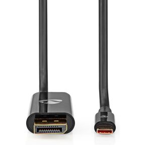 Nedis USB-C™ Adapter | USB 3.2 Gen 1 | USB-C™ Male | DisplayPort Male / USB-C™ Female | 8K@30Hz | 2.00 m | Rond | Vernikkeld | PVC | Zwart | Envelop