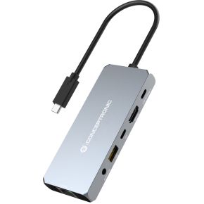 Conceptronic DONN22G notebook dock & poortreplicator Bedraad USB 3.2 Gen 2 (3.1 Gen 2) Type-C Grijs