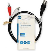 Nedis DIN-Audiokabel | DIN 5-Pins Male | 2x RCA Male | Vernikkeld | 1.00 m | Rond | PVC | Zwart | Label